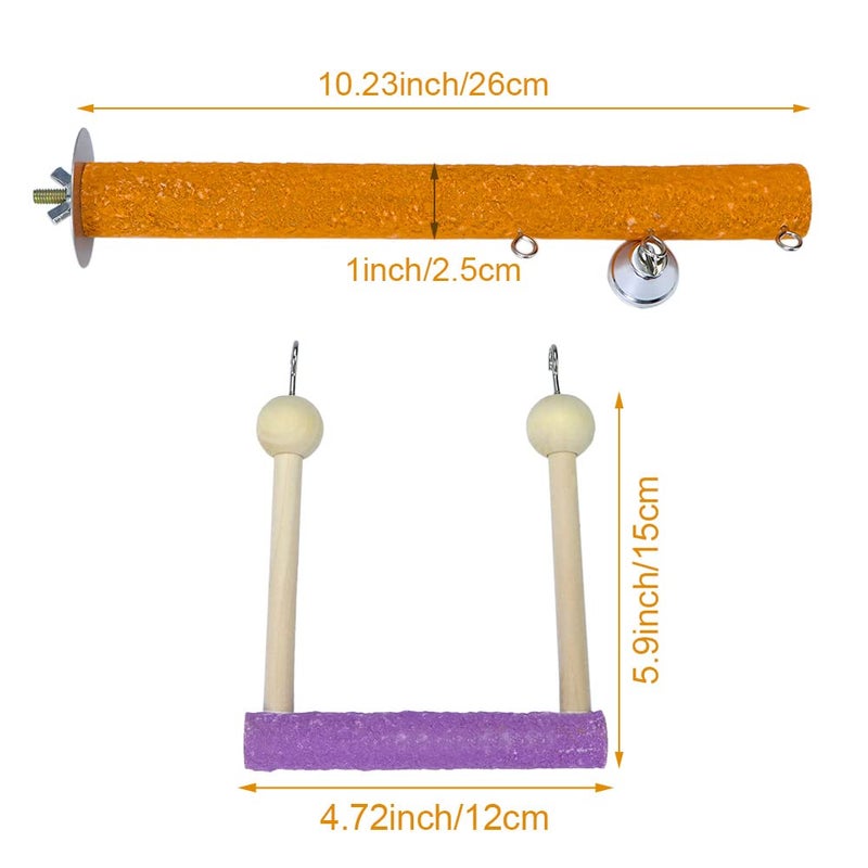 Litewoo Bird Perch Swing Bell Toy Chew Grinding Claw Trim Beak for Parrot Parakeet Cockatiel African Grey Conure Cockatoo Lovebird Finch Canary Budgie Cage Accessories - Image 2